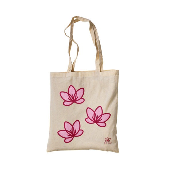 breast cancer awareness month tote bag, three pink lotus flowers