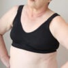 Mastectomy bralette in black front view with We Wear Boost Breast Forms