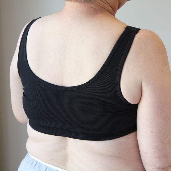Mastectomy bralette in black back view